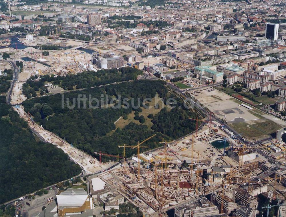 Berlin-Tiergarten aus der Vogelperspektive: Baustellen am Potsdamer Platz / Sony-Center 19.09.1997