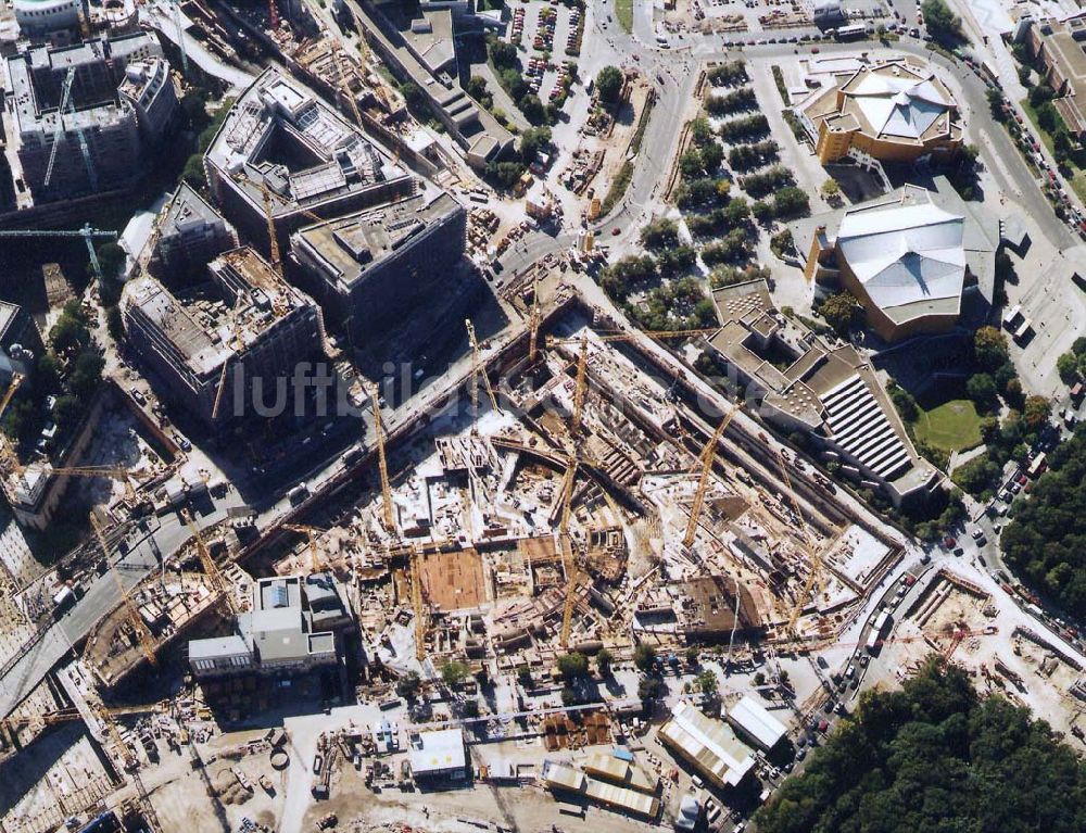 Luftaufnahme Berlin-Tiergarten - Baustellen am Potsdamer Platz / Sony-Center 19.09.1997