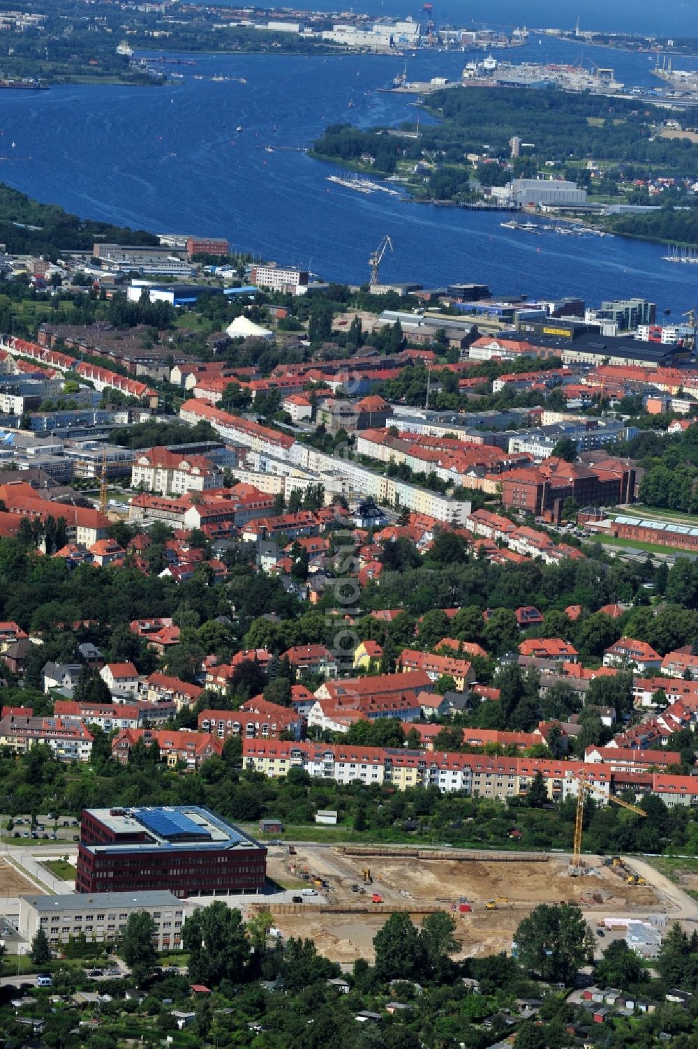 Luftaufnahme Rostock - Baustellen Uni- Campus Südstadt Rostock im Bundesland Mecklenburg-Vorpommern