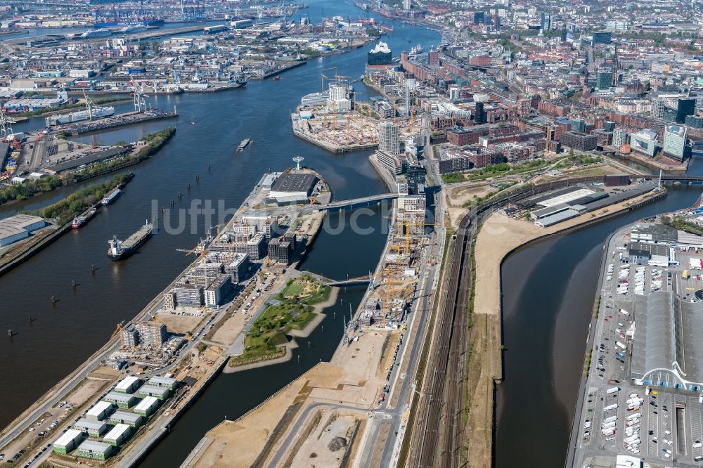 Luftaufnahme Hamburg - Baustellen für Wohn- und Geschäftshäuser Baakenhafen an der Baakenallee in Hamburg, Deutschland