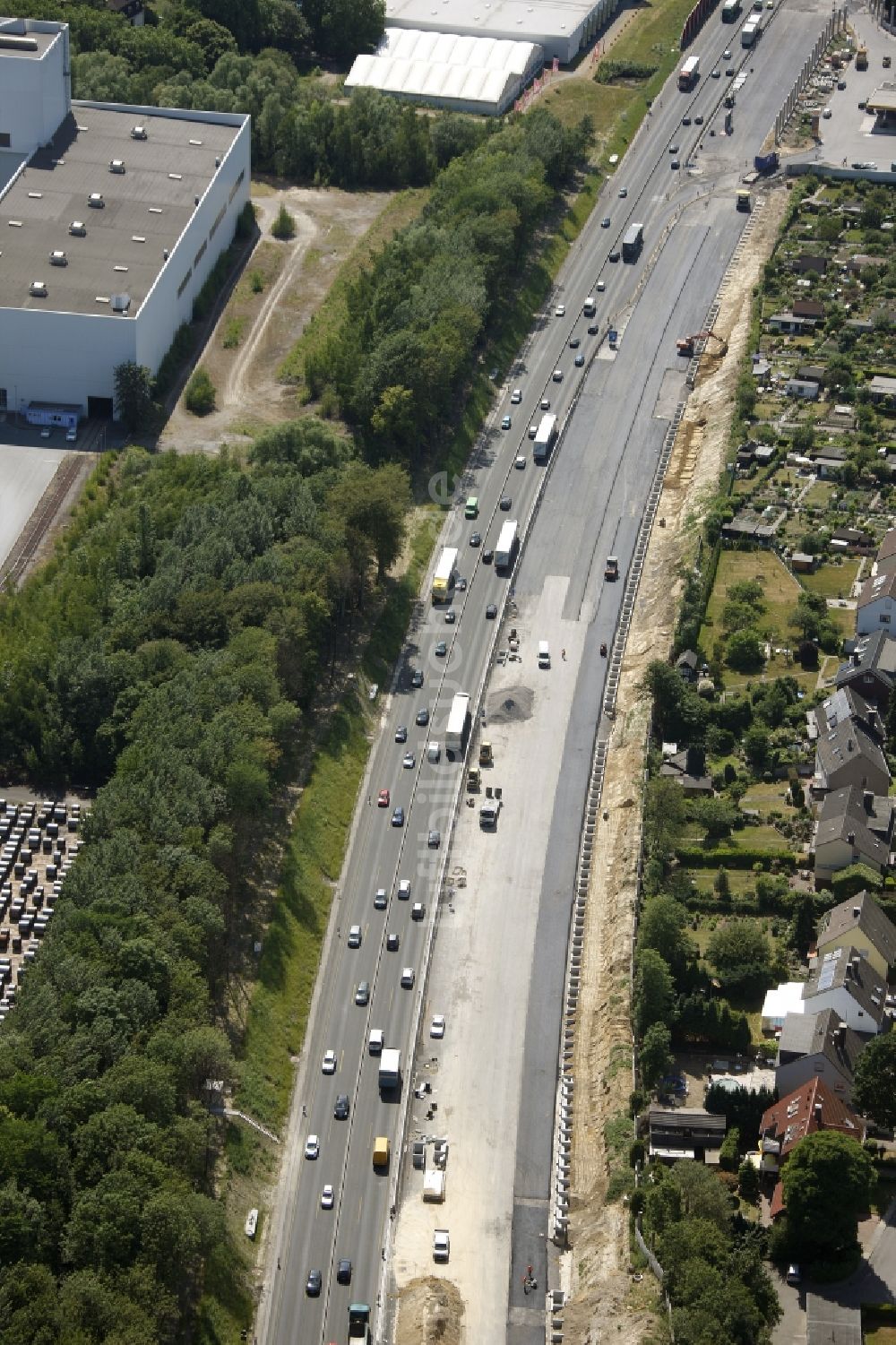 Bochum von oben - Baustellen zum Ausbau des Streckenverlaufes der Bundesautobahn BAB A448 in Bochum im Bundesland Nordrhein-Westfalen