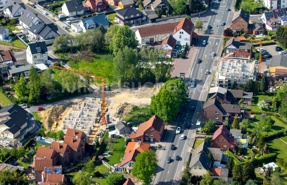 Luftbild Hamm - Baustellen zum Neubau einer Mehrfamilienhaus-Wohnanlage an der Werler Straße im Stadtteil Berge in Hamm im Bundesland Nordrhein-Westfalen