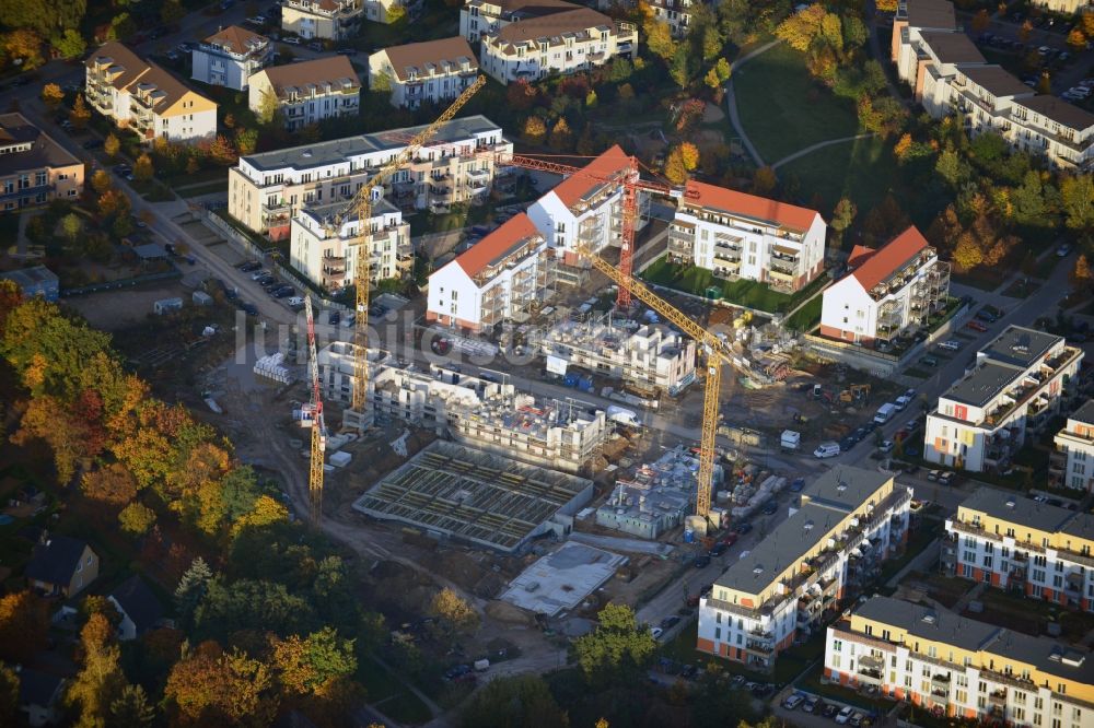 Luftbild Glienicke / Nordbahn - Baustellen zum Neubau von Mehrfamilienhäusern und Reihenhaus - Neubauten im Wohngebiet Sonnengarten der NCC Deutschland GmbH in Glienicke / Nordbahn im Bundesland Brandenburg