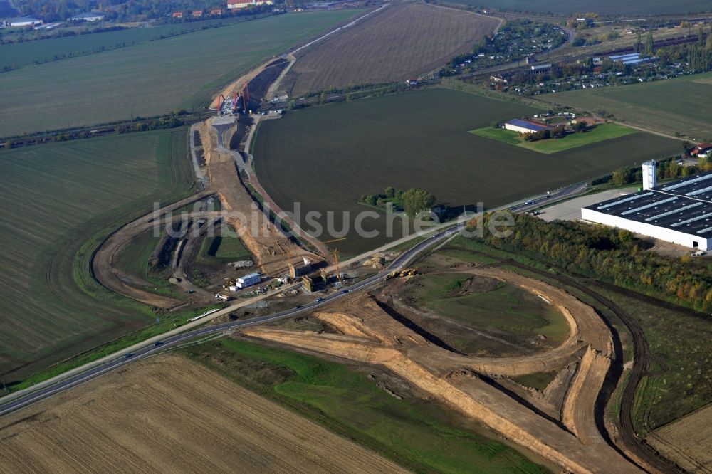 Luftbild Köthen - Baustellen zum Neubau der Ortsumgehung Köthen im Bundesland Sachsen-Anhalt