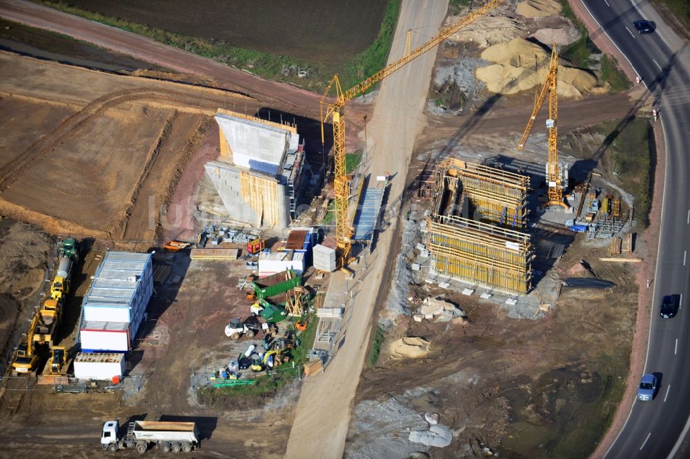 Köthen von oben - Baustellen zum Neubau der Ortsumgehung Köthen im Bundesland Sachsen-Anhalt