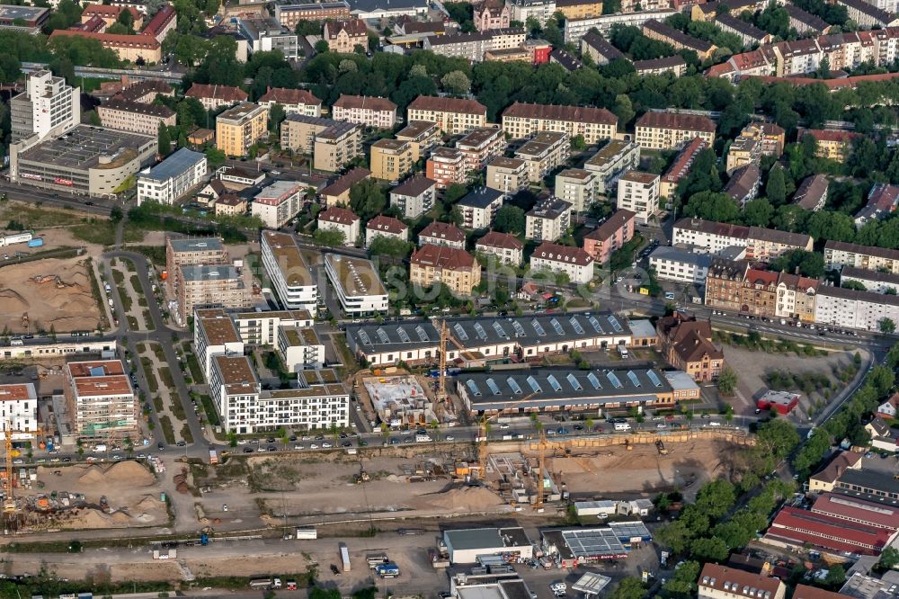 Luftaufnahme Freiburg im Breisgau - Baustellen zum Neubau eines Stadtquartiers alter Güterbahnhof in Freiburg im Breisgau im Bundesland Baden-Württemberg, Deutschland