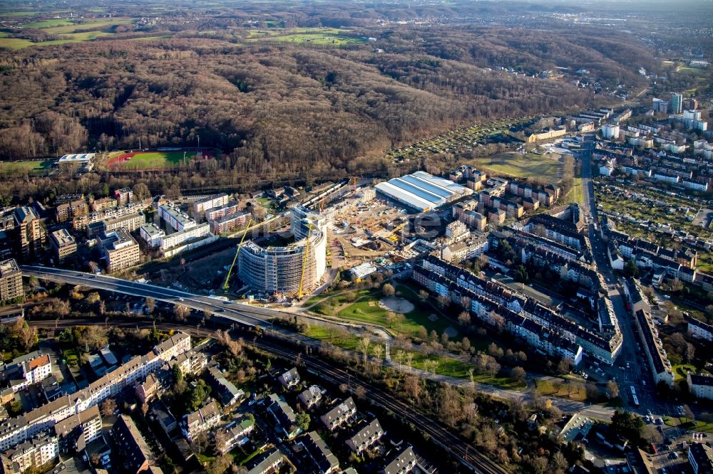 Düsseldorf aus der Vogelperspektive: Baustellen zum Neubau eines Stadtquartiers Arcadiaparc im Ortsteil Rath in Düsseldorf im Bundesland Nordrhein-Westfalen, Deutschland