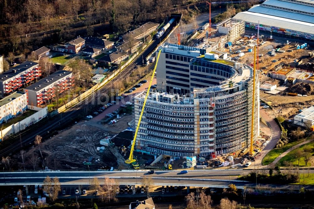 Luftbild Düsseldorf - Baustellen zum Neubau eines Stadtquartiers Arcadiaparc im Ortsteil Rath in Düsseldorf im Bundesland Nordrhein-Westfalen, Deutschland