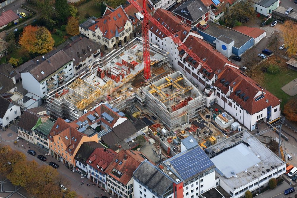 Luftaufnahme Schopfheim - Baustellen zum Neubau eines Stadtquartiers Ühlin-Areal mit Wohn- und Gewerbeeinheiten in Schopfheim im Bundesland Baden-Württemberg, Deutschland