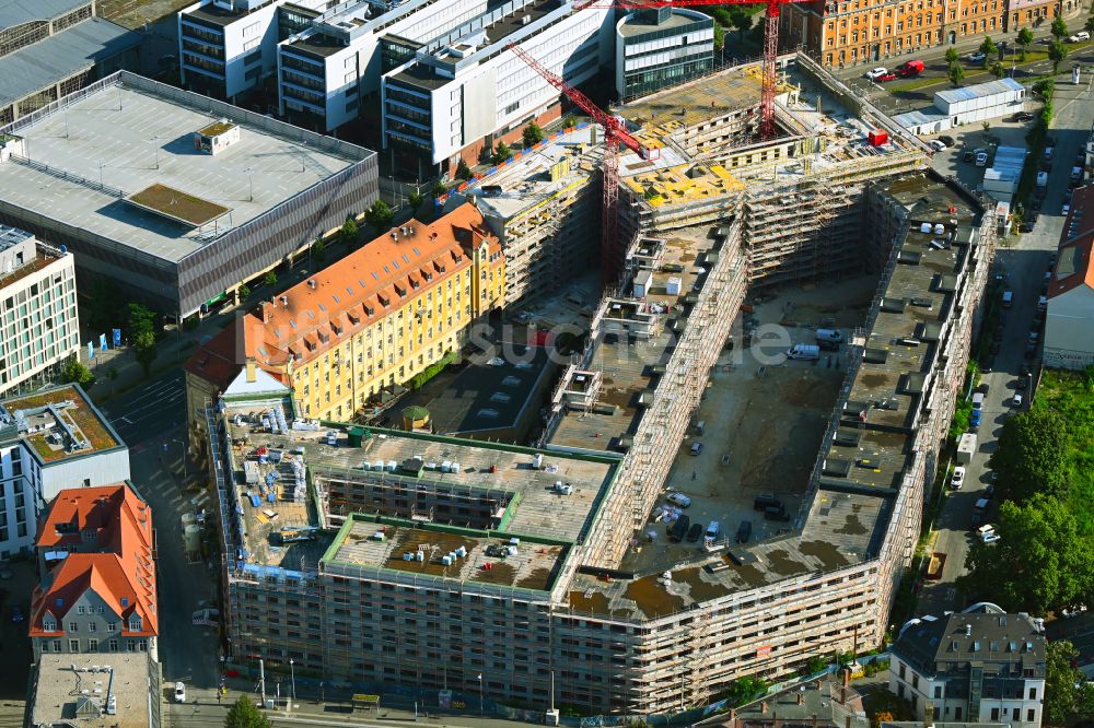 Luftaufnahme Leipzig - Baustellen zum Neubau eines Stadtquartiers Krystallpalast-Areal in Leipzig im Bundesland Sachsen, Deutschland