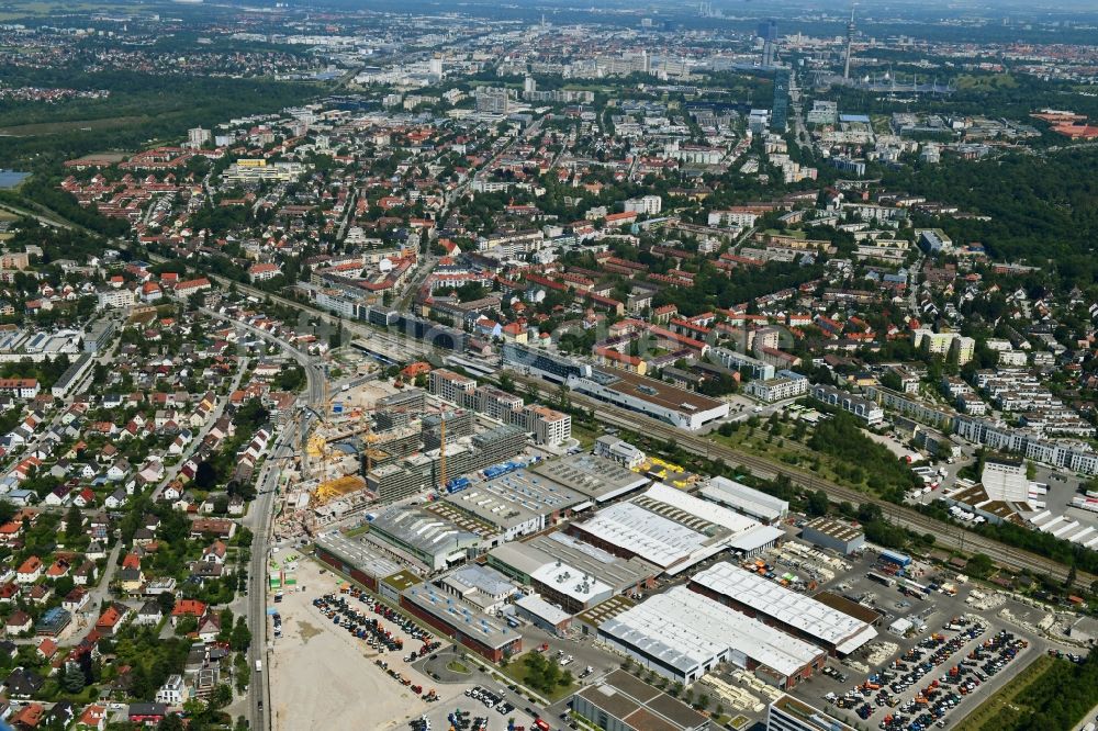 Luftaufnahme München Baustellen zum Neubau eines