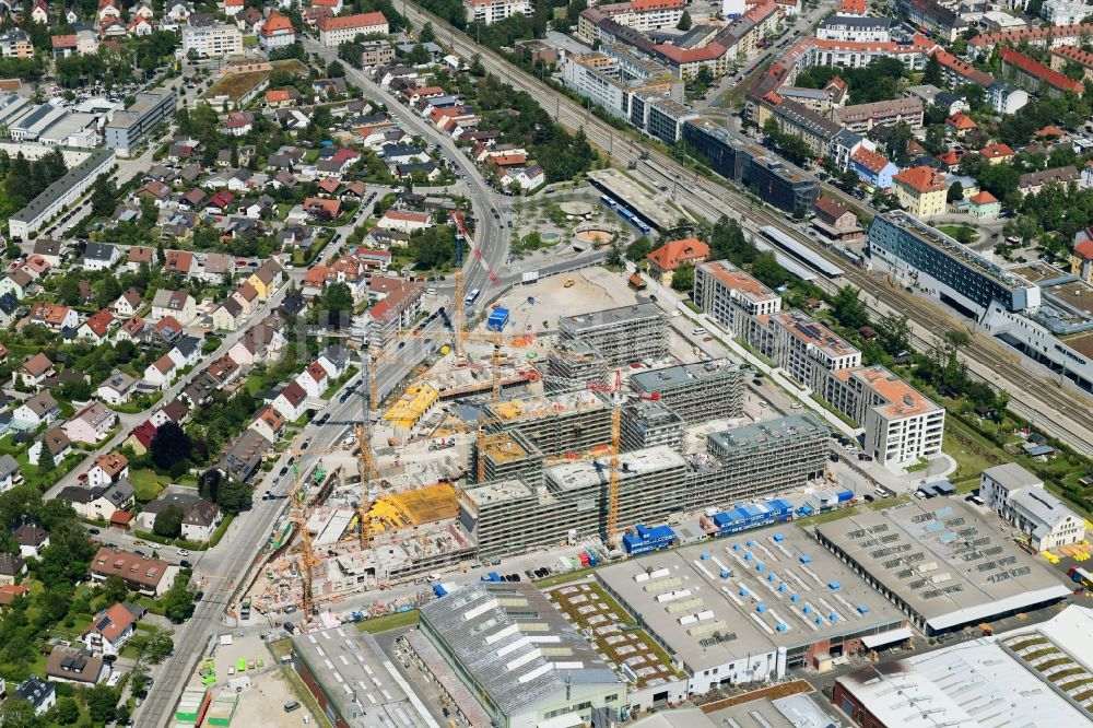 München von oben - Baustellen zum Neubau eines Stadtquartiers Meiller Gärten der Rathgeber AG in München im Bundesland Bayern, Deutschland