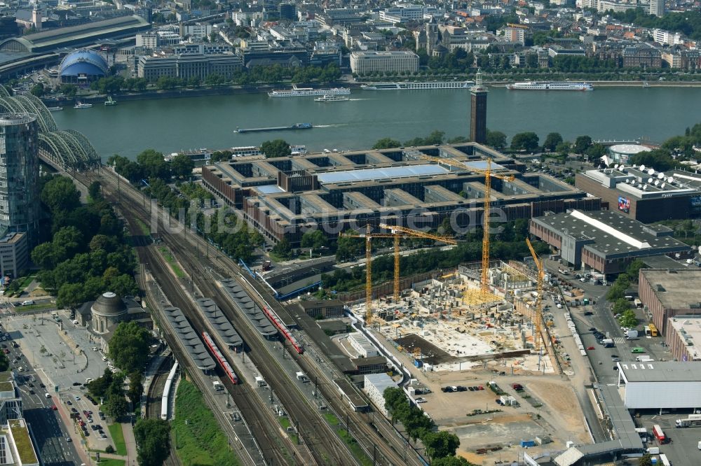 Luftaufnahme Köln - Baustellen zum Neubau eines Stadtquartiers MesseCity Köln im Ortsteil Innenstadt in Köln im Bundesland Nordrhein-Westfalen - NRW, Deutschland