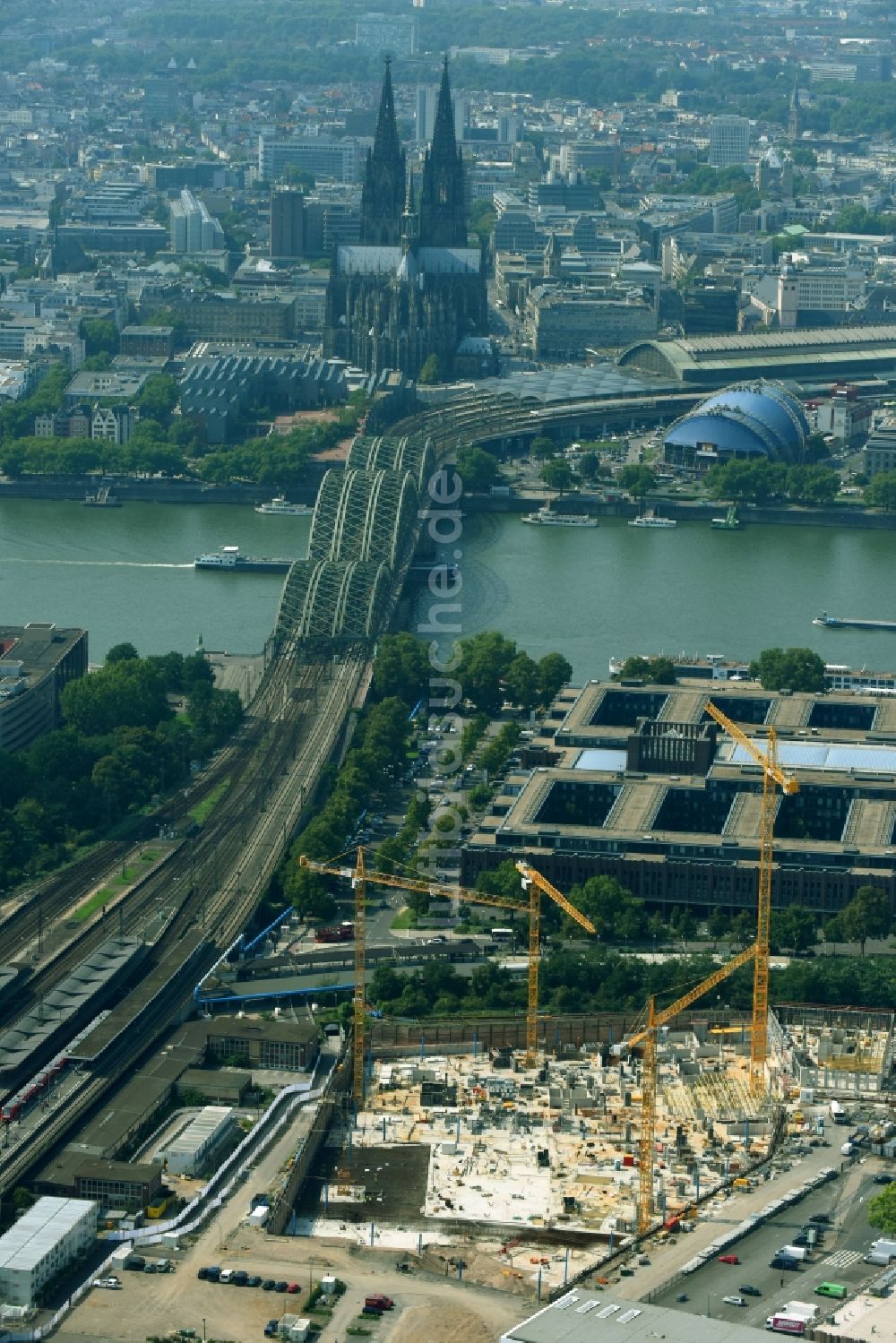 Köln von oben - Baustellen zum Neubau eines Stadtquartiers MesseCity Köln im Ortsteil Innenstadt in Köln im Bundesland Nordrhein-Westfalen - NRW, Deutschland