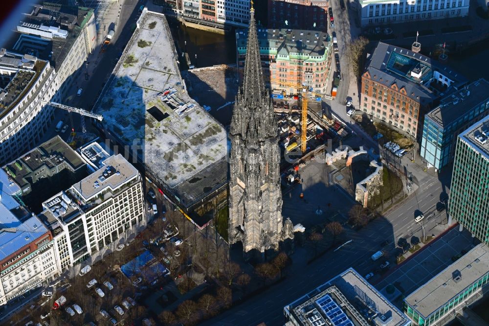 Luftbild Hamburg - Baustellen zum Neubau eines Stadtquartiers Nikolai Quartier in Hamburg, Deutschland