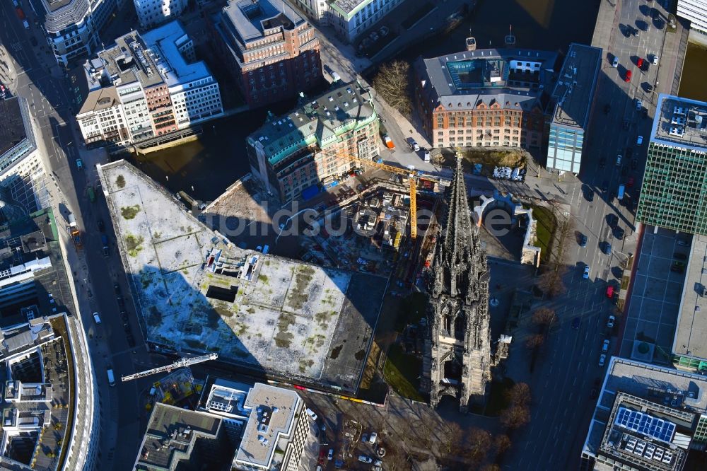 Luftaufnahme Hamburg - Baustellen zum Neubau eines Stadtquartiers Nikolai Quartier in Hamburg, Deutschland