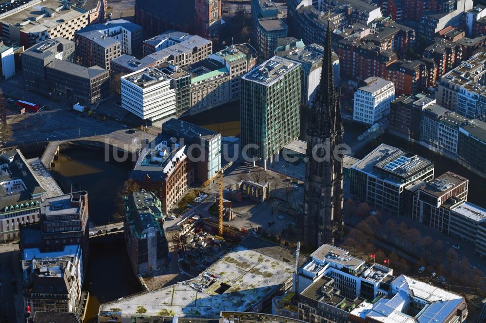 Luftbild Hamburg - Baustellen zum Neubau eines Stadtquartiers Nikolai Quartier in Hamburg, Deutschland