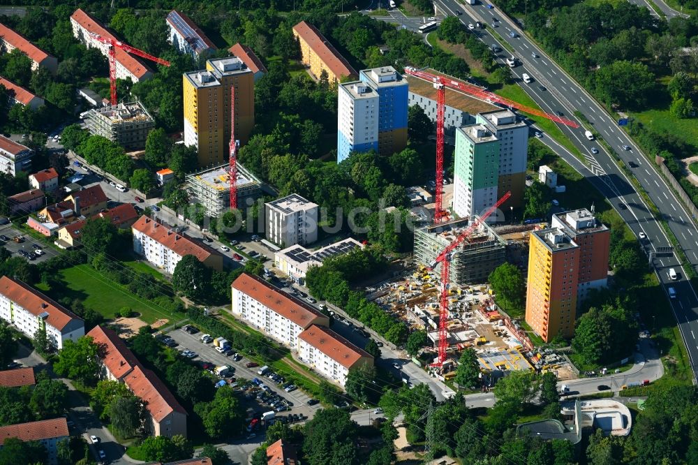 Erlangen von oben - Baustellen zum Neubau eines Stadtquartiers Quartier Isarring in Erlangen im Bundesland Bayern, Deutschland