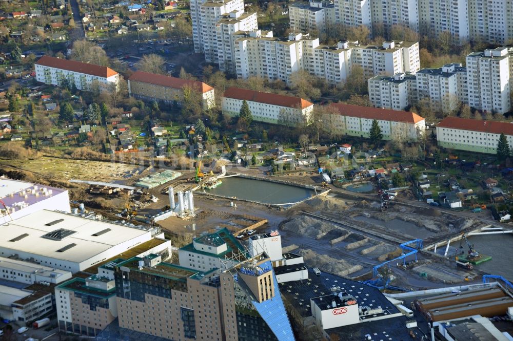 Luftaufnahme Berlin Neukölln - Baustellen zum Neubau der Verlängerung der Stadtautobahn A100 in Berlin Neukölln