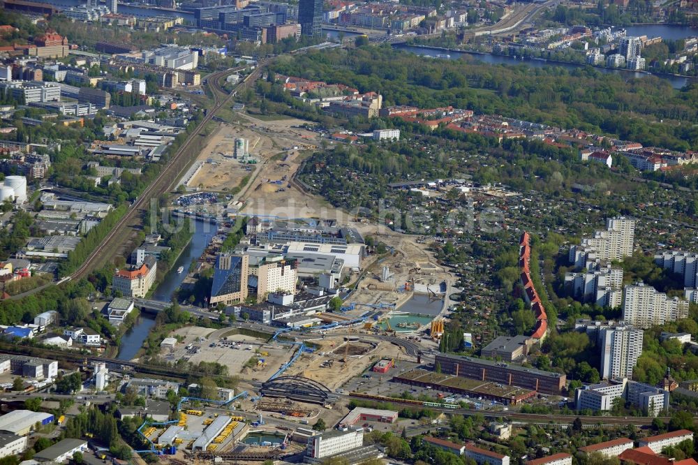 Berlin von oben - Baustellen zum Neubau der Verlängerung der Stadtautobahn A100 in Berlin Neukölln