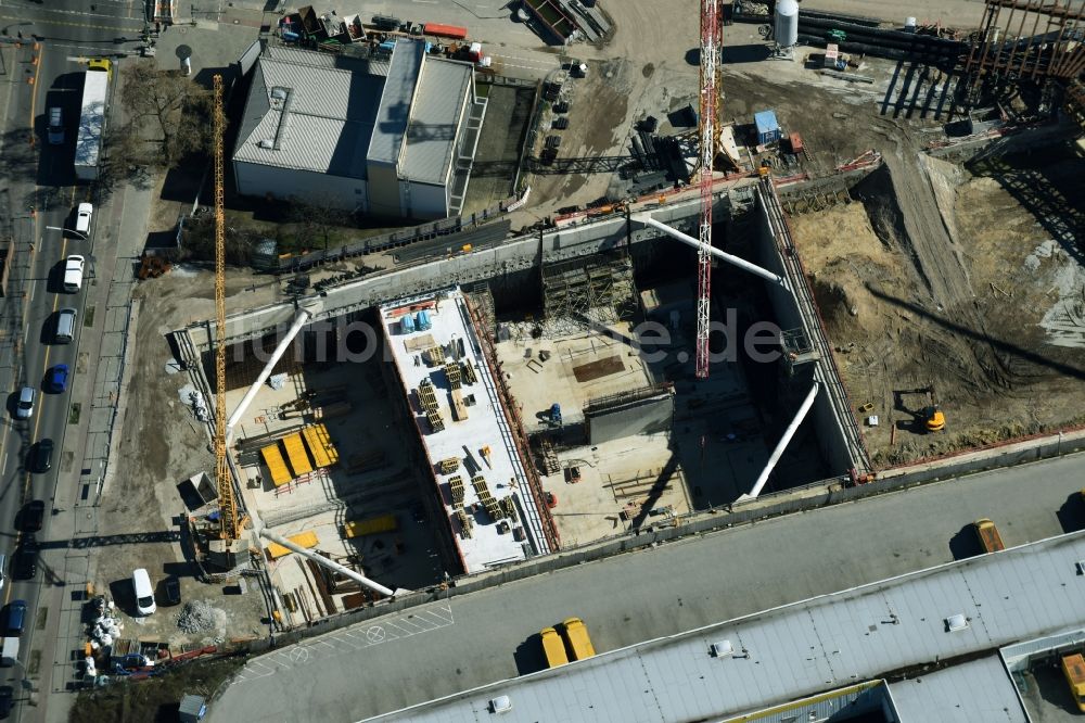 Berlin von oben - Baustellen zum Neubau der Verlängerung der Stadtautobahn A100 in Berlin Neukölln