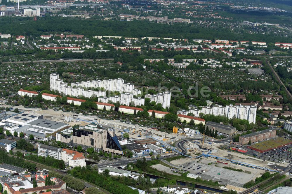 Luftaufnahme Berlin - Baustellen zum Neubau der Verlängerung der Stadtautobahn A100 in Berlin Neukölln