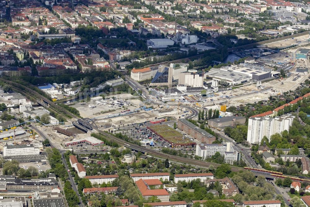 Berlin von oben - Baustellen zum Neubau der Verlängerung der Stadtautobahn A100 in Berlin Neukölln