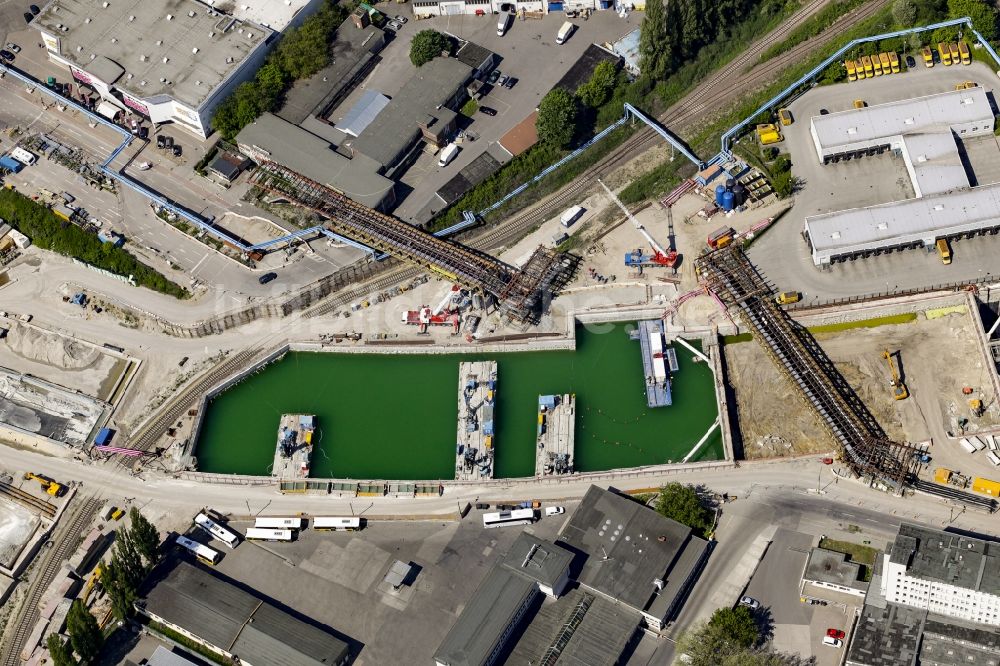 Berlin aus der Vogelperspektive: Baustellen zum Neubau der Verlängerung der Stadtautobahn A100 in Berlin Neukölln