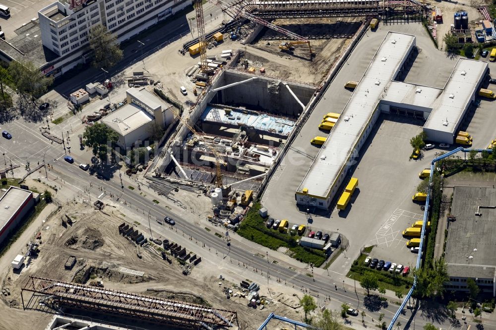 Luftaufnahme Berlin - Baustellen zum Neubau der Verlängerung der Stadtautobahn A100 in Berlin Neukölln