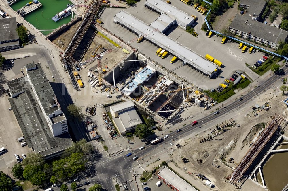 Luftbild Berlin - Baustellen zum Neubau der Verlängerung der Stadtautobahn A100 in Berlin Neukölln