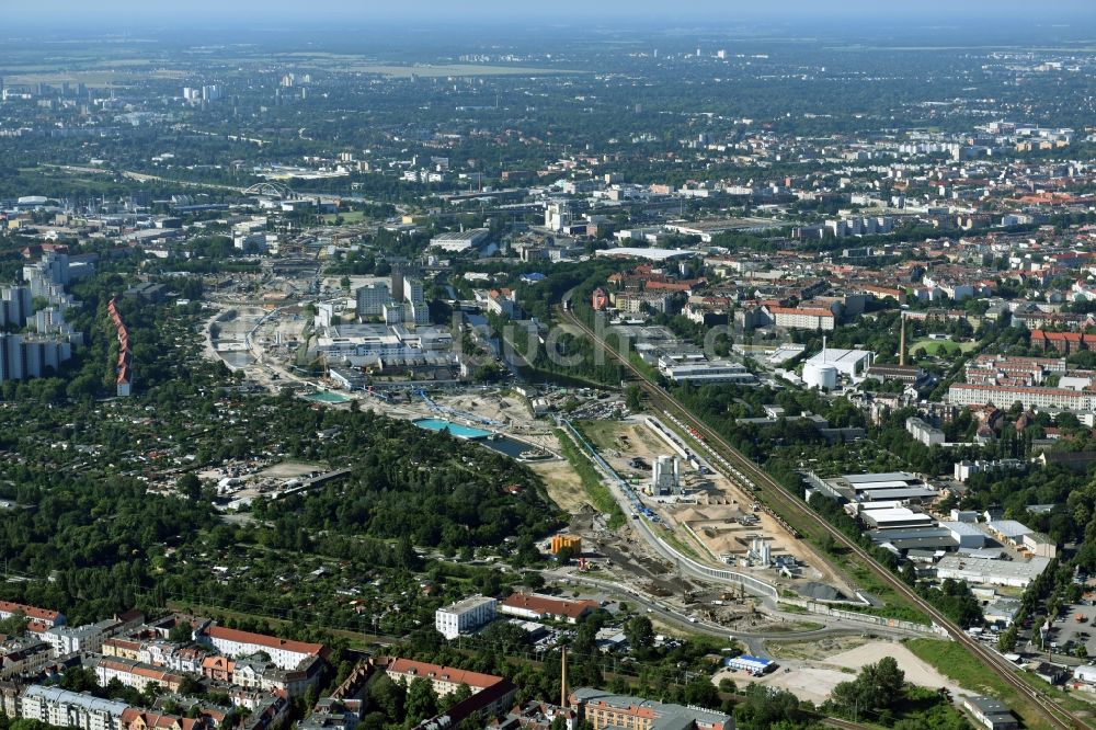 Luftaufnahme Berlin - Baustellen zum Neubau der Verlängerung der Stadtautobahn A100 in Berlin Neukölln