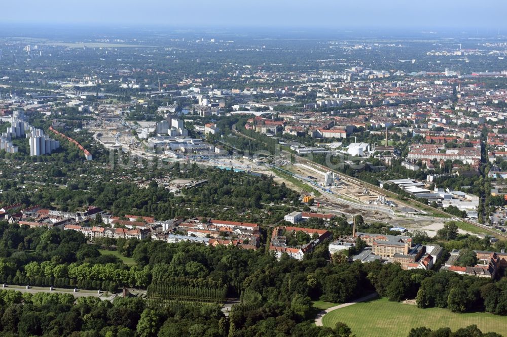 Berlin aus der Vogelperspektive: Baustellen zum Neubau der Verlängerung der Stadtautobahn A100 in Berlin Neukölln