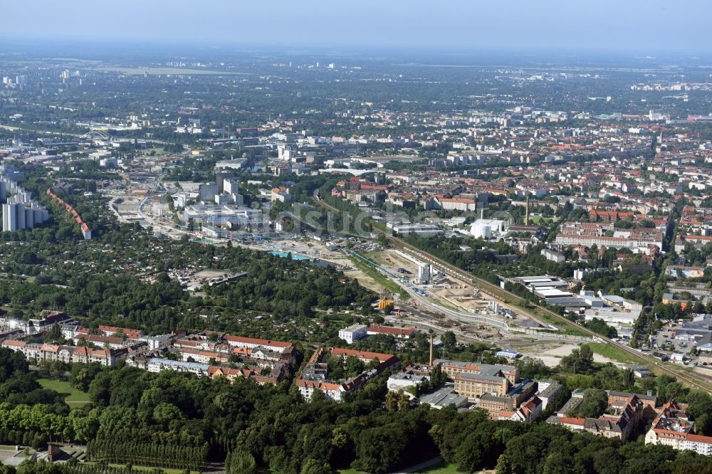 Luftbild Berlin - Baustellen zum Neubau der Verlängerung der Stadtautobahn A100 in Berlin Neukölln