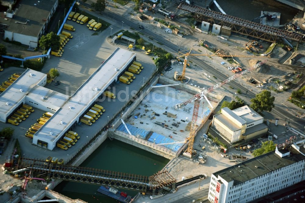 Berlin von oben - Baustellen zum Neubau der Verlängerung der Stadtautobahn A100 in Berlin Neukölln