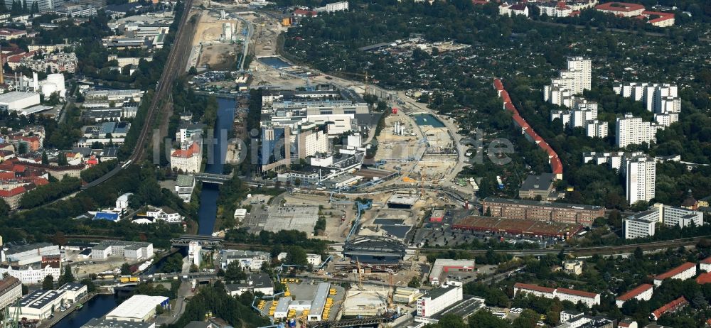 Berlin von oben - Baustellen zum Neubau der Verlängerung der Stadtautobahn A100 in Berlin Neukölln