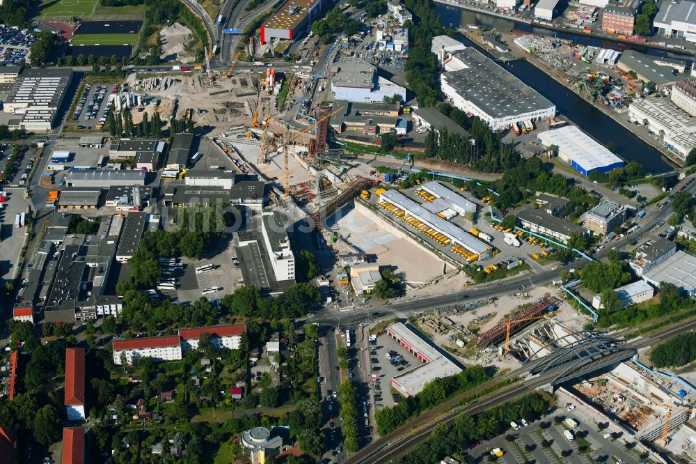 Luftaufnahme Berlin - Baustellen zum Neubau der Verlängerung der Stadtautobahn A100 in Berlin Neukölln