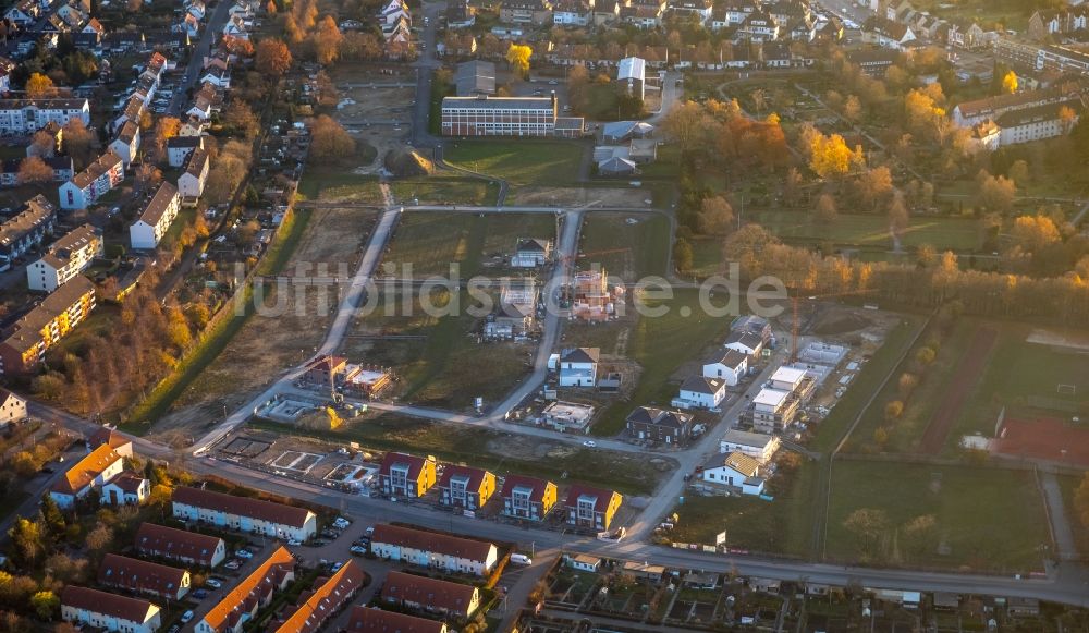 Hamm von oben - Baustellen zum Neubau- Wohngebiet einer Einfamilienhaus- Siedlung am Beisenkamp in Hamm im Bundesland Nordrhein-Westfalen, Deutschland