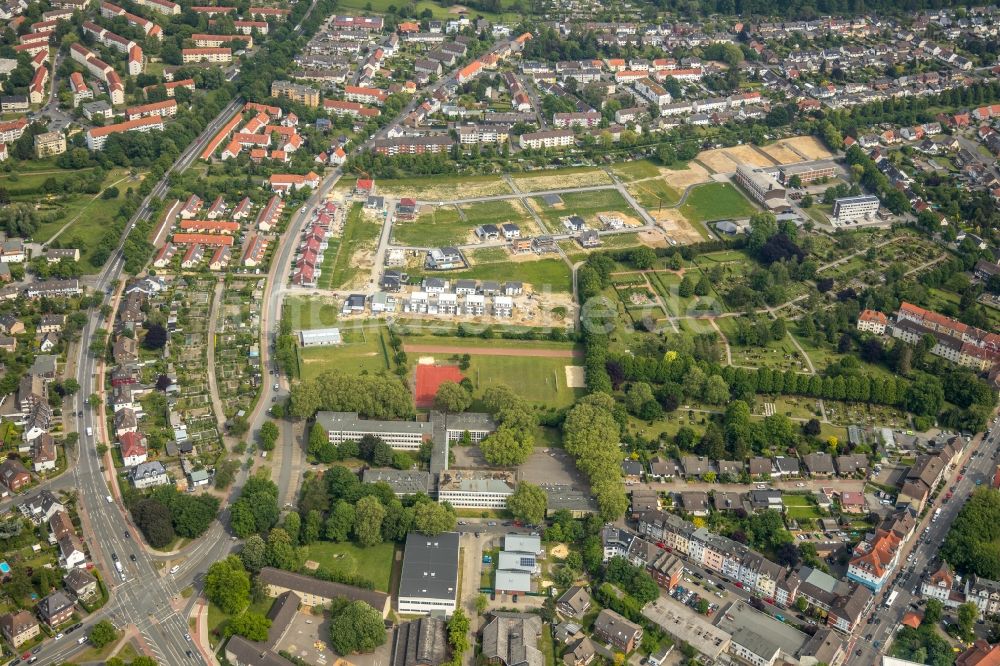 Hamm aus der Vogelperspektive: Baustellen zum Neubau- Wohngebiet einer Einfamilienhaus- Siedlung am Beisenkamp in Hamm im Bundesland Nordrhein-Westfalen, Deutschland