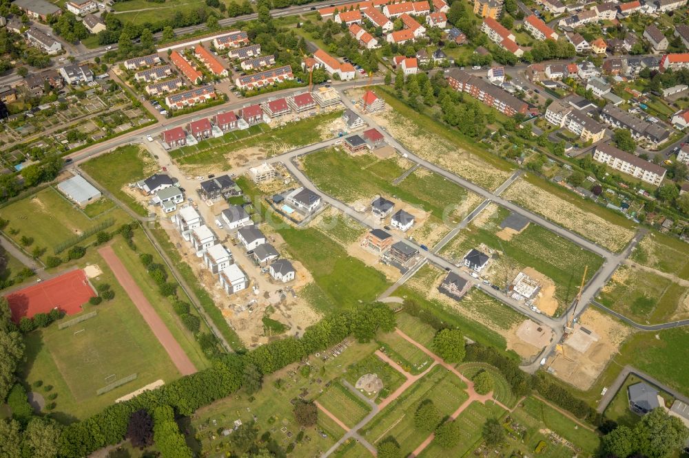 Hamm von oben - Baustellen zum Neubau- Wohngebiet einer Einfamilienhaus- Siedlung am Beisenkamp in Hamm im Bundesland Nordrhein-Westfalen, Deutschland