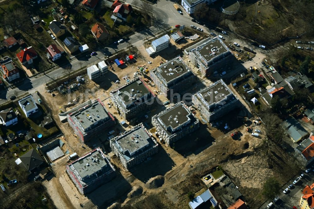 Berlin von oben - Baustellen zum Neubau- Wohngebiet einer Einfamilienhaus- Siedlung in Berlin, Deutschland