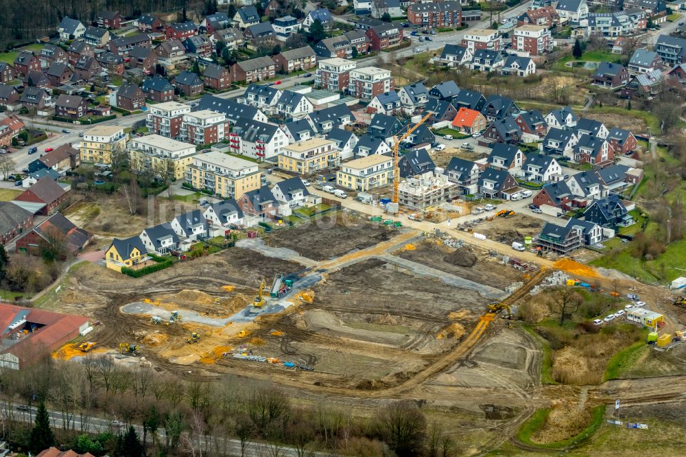 Bottrop von oben - Baustellen zum Neubau- Wohngebiet einer Einfamilienhaus- Siedlung in Bottrop im Bundesland Nordrhein-Westfalen