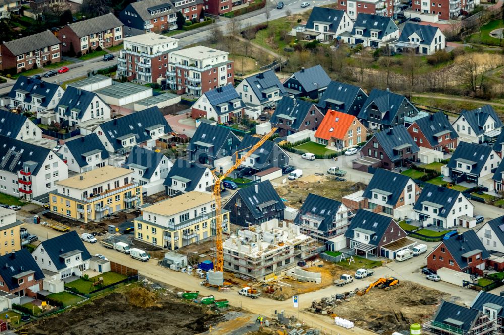 Bottrop aus der Vogelperspektive: Baustellen zum Neubau- Wohngebiet einer Einfamilienhaus- Siedlung in Bottrop im Bundesland Nordrhein-Westfalen