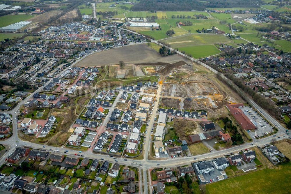 Bottrop von oben - Baustellen zum Neubau- Wohngebiet einer Einfamilienhaus- Siedlung in Bottrop im Bundesland Nordrhein-Westfalen