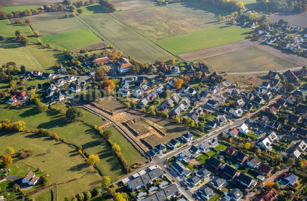 Luftbild Hamm - Baustellen zum Neubau- Wohngebiet einer Einfamilienhaus- Siedlung Brandheide in Hamm im Bundesland Nordrhein-Westfalen