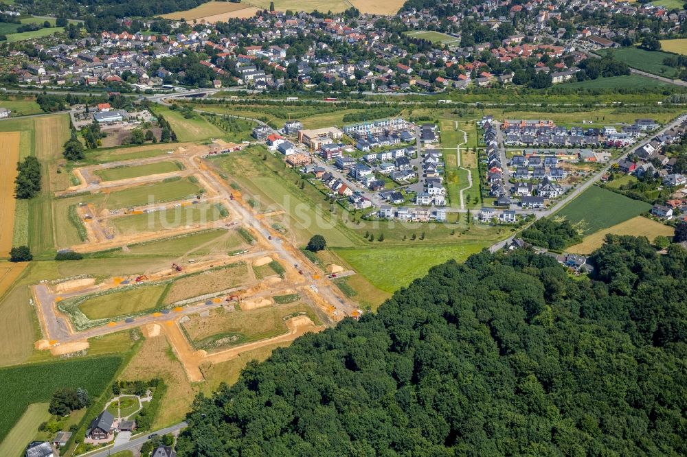 Dortmund von oben - Baustellen zum Neubau- Wohngebiet einer Einfamilienhaus- Siedlung Brechtener Heide in Dortmund im Bundesland Nordrhein-Westfalen, Deutschland