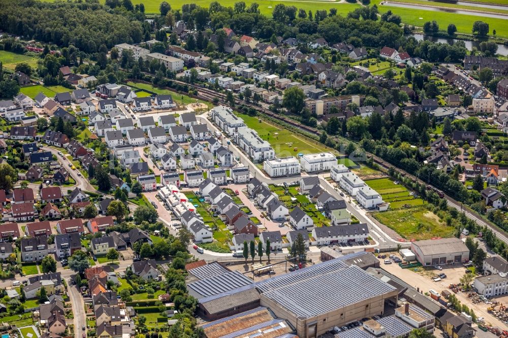 Essen von oben - Baustellen zum Neubau- Wohngebiet einer Einfamilienhaus- Siedlung Brehloher Steig - Mariannenbahn in Essen im Bundesland Nordrhein-Westfalen - NRW, Deutschland