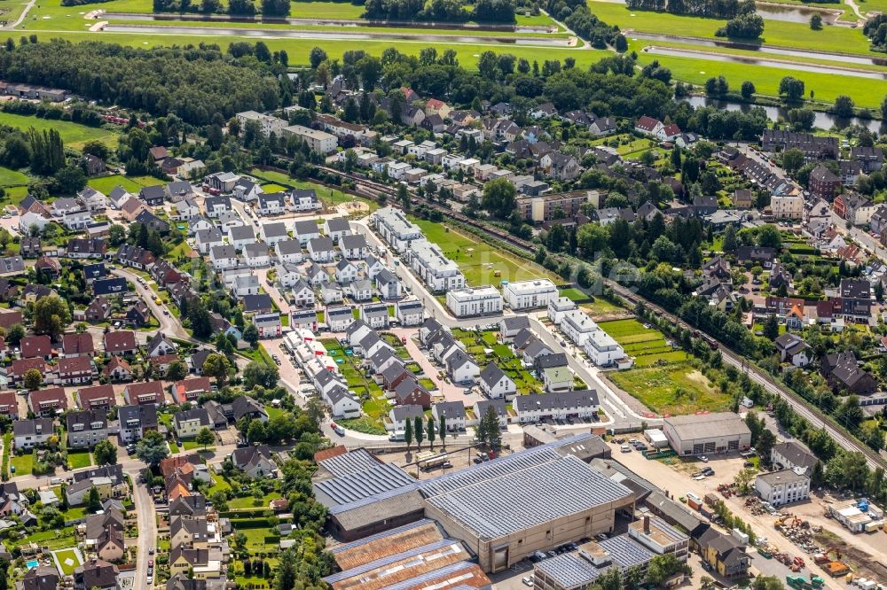 Essen aus der Vogelperspektive: Baustellen zum Neubau- Wohngebiet einer Einfamilienhaus- Siedlung Brehloher Steig - Mariannenbahn in Essen im Bundesland Nordrhein-Westfalen - NRW, Deutschland