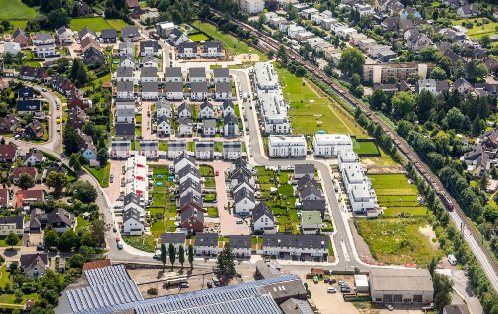 Luftbild Essen - Baustellen zum Neubau- Wohngebiet einer Einfamilienhaus- Siedlung Brehloher Steig - Mariannenbahn in Essen im Bundesland Nordrhein-Westfalen - NRW, Deutschland