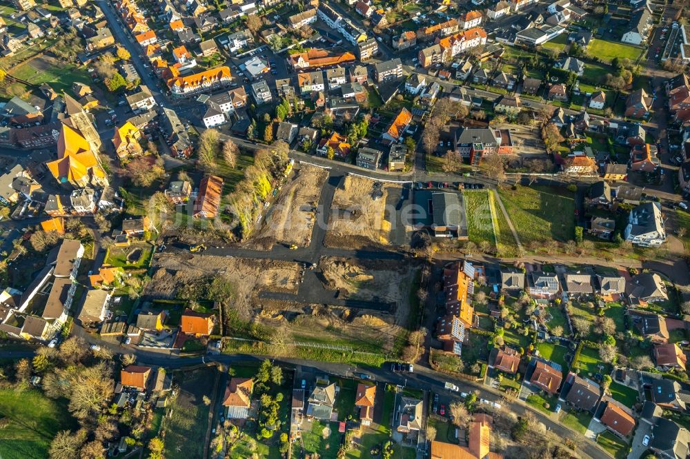 Hamm aus der Vogelperspektive: Baustellen zum Neubau- Wohngebiet einer Einfamilienhaus- Siedlung an der Dörholtstraße in Hamm im Bundesland Nordrhein-Westfalen, Deutschland