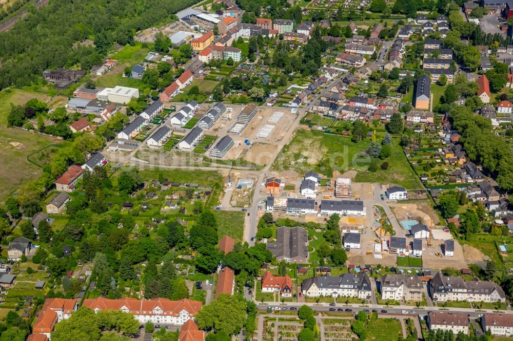 Luftbild Gelsenkirchen - Baustellen zum Neubau- Wohngebiet einer Einfamilienhaus- Siedlung entlang der Grollmannstraße und An der Luthenburg in Gelsenkirchen im Bundesland Nordrhein-Westfalen - NRW, Deutschland